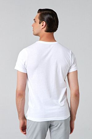 Twn Slim Fit Beyaz Baskılı T-shirt 0EC145986042M