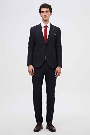 Twn Slim Fit Lacivert Armürlü Takim Elbise