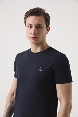 Twn Slim Fit Lacivert Düz Örgü T-Shirt