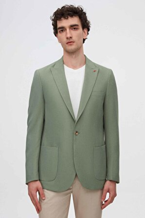 Twn Slim Fit Yeşil Armürlü Kumaş Ceket
