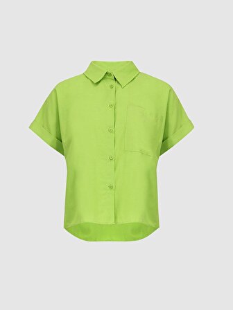 Cepli Kısa Kollu Yeşil Gömlek