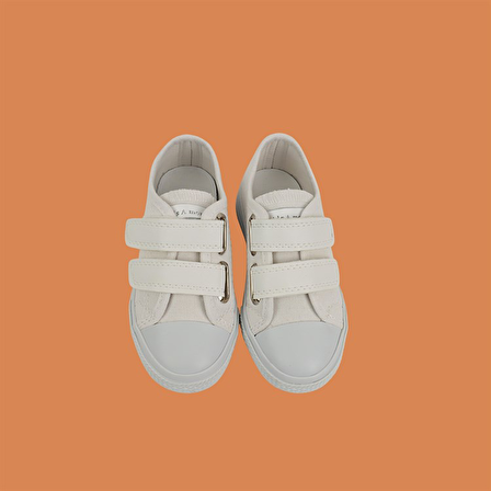 Cosmo Keten Çift Cırtlı Unisex Çocuk Spor Ayakkabı Beyaz
