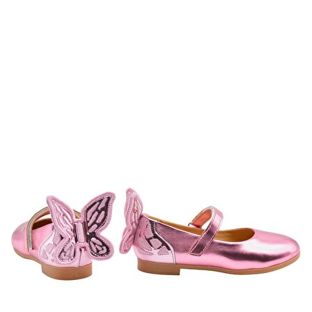 Mariposa Kelebek Figürü Detaylı Kız Çocuk Babet Ayakkabı Pembe
