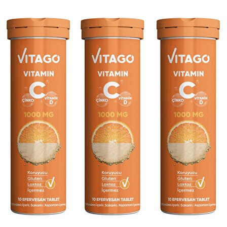 3’lü Paket-Vitago C Vitamini Efervesan Tablet