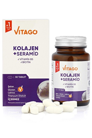 Premium Hidrolize Kolajen, Seramid, Biotin Içeren 30 Tablet