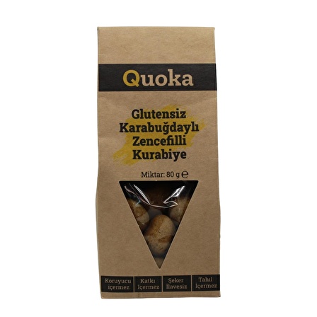 QUOKA Glutensiz, Rafine Şekersiz Zencefil, Tarçın, Zerdeçallı Kurabiye 1 paket x 80 gr