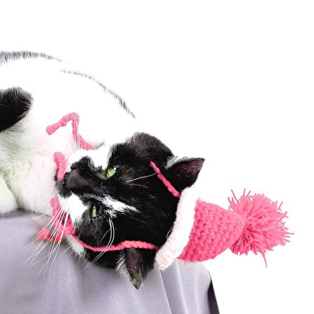 Kedi Şapkası Ponponlu El Örgüsü Kedi Şapka