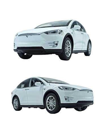 Tesla Marka Metal Model Araba - Tüm Kapılar Açılır, Işıklı ve Sesli 1:22 Ölçek! Beyaz