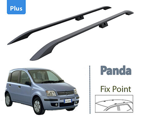 Fiat Panda 169 Aluminyum Tavan Çıtası Taşıyıcı Bar Paw Plus 2002-2012 Siyah