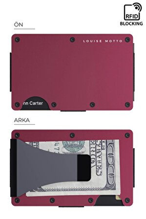 Cardx - Burano Clips - Yeni Nesil Minimalist Cüzdan & Metal Kartlık - Rfıd Koruma (WİNE RED)