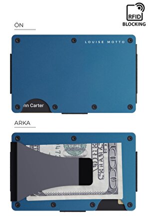 Cardx - Burano Clips - Yeni Nesil Minimalist Cüzdan & Metal Kartlık - Rfıd Koruma (MAVİ)