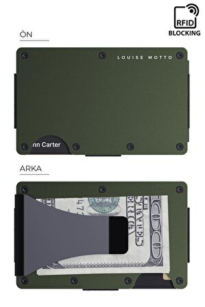 Cardx - Burano Clips - Yeni Nesil Minimalist Cüzdan & Metal Kartlık - Rfıd Koruma - Unisex (HAKİ)