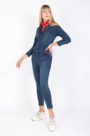 Banny Jeans Kadın Koyu Lacivert Jean Tulum Pantolon