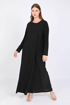 Kadın Büyük Beden Basic Uzun Düz Elbise Siyah