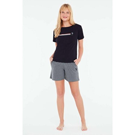 U.S. Polo Assn Kadın T-Shirt Şort Takım Lacivert