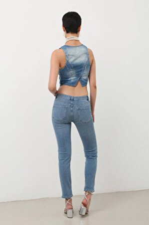 Kadın Slim Fit Jean Pantolon Mavi