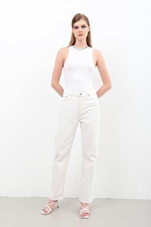 Blue White Kadın Regular Jean Pantolon Taş