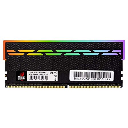 Dragos Sirius Vega M 16GB DDR4 3200MHZ Siyah Pcb Pc Ram RGB