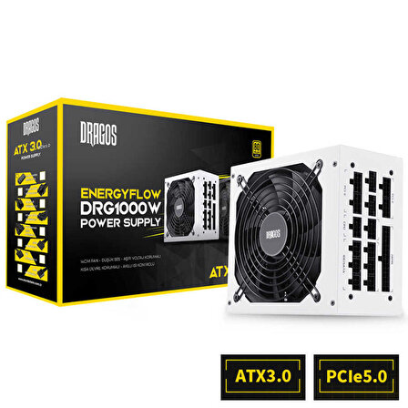 Dragos EnergyFlow DRG1000W 13.5Cm Fan 1000W 80+ Gold PCIe Gen 5.0 ATX 3.0 Full Modüler PSU Beyaz