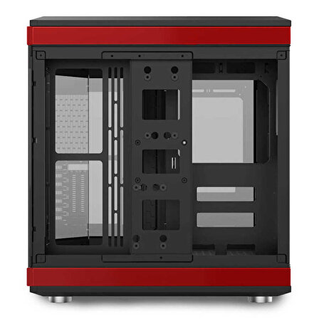 Dragos North Premium L PCI Express 4.0 Riser 1x Fan USB 3.0 + Type C ATX Mid Tower Panoramik Temperli Cam Gaming Bilgisayar Kasası Kırmızı Siyah