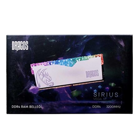 Dragos Sirius Vega M 16GB 3200MHz  CL22 1.2V DDR4 Beyaz Soğutuculu RGB Bellek