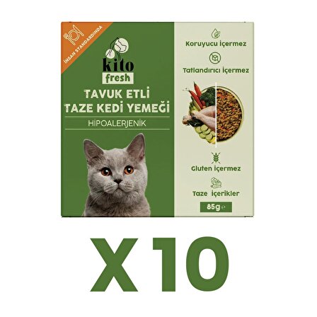 Tavuk Etli Kedi Kito Fresh X 10 (850 gr)