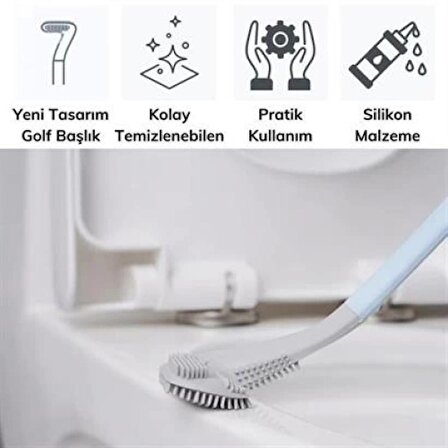 RENGINESHOP® Golf Tasarımlı Silikon WC Klozet Mutfak Temizlik Fırçası Kanca Hediyeli