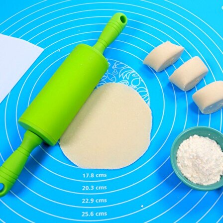 BUFFER® 40*50 cm Silikon Ölçekli Kullanımı Kolay Hamur Açma Matı Ekmek Mantı Makarna Hamuru Yoğurma 