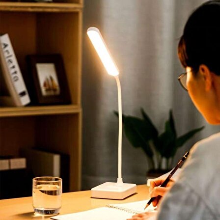 BUFFER® İnce Uzun USB Şarjlı Dokunmatik 3 Kademeli 360 Derece Dönebilen Özel Göz Korumalı led Lamba