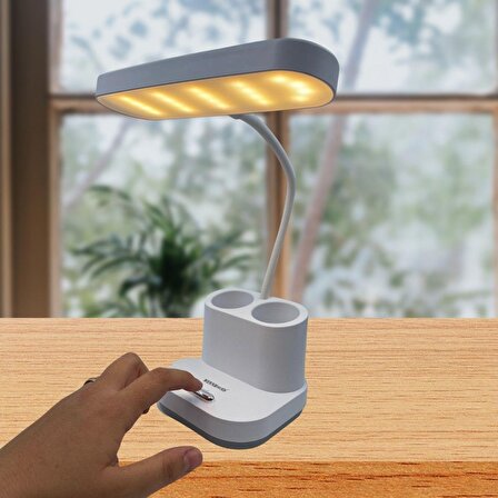 BUFFER® Kalemlikli USB Şarjlı Dokunmatik 3 Kademeli 360 Derece Dönebilen Özel Göz Korumalı led Lamba
