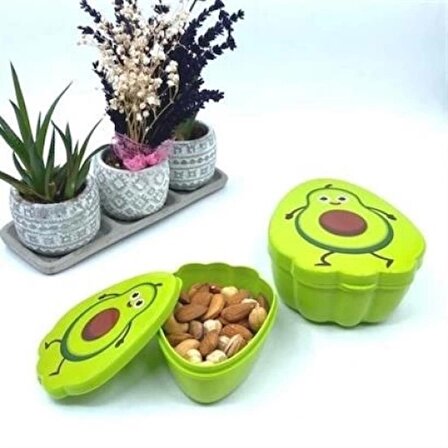 RENGINESHOP® 2'li İç İçe Geçebilen Avokado Model Saklama ve Beslenme Kabı Seti (550 ml + 250 ml)