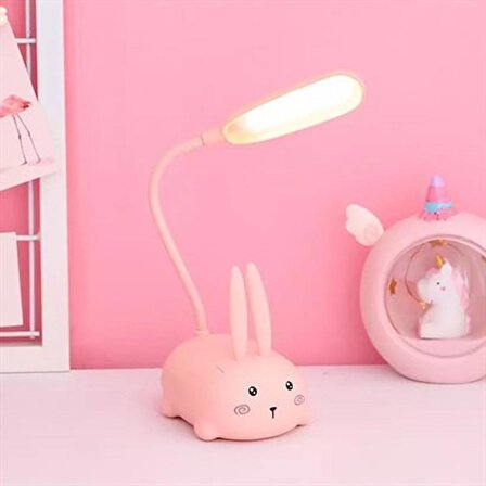 BUFFER® Akrobatik USB Şarj Olabilen Tavşan Model Masa Üzeri Lamba Dekoratif Led Figürlü Gece Lambası