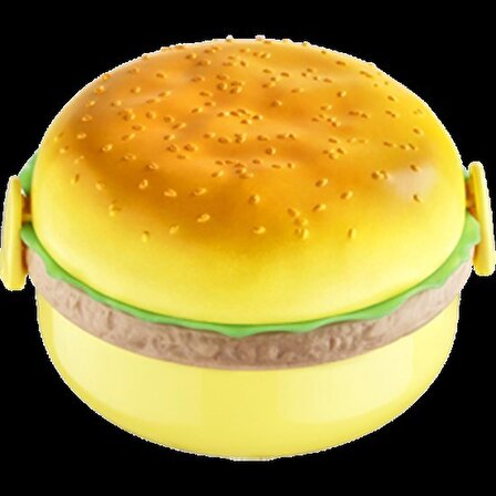  BUFFER® Yuvarlak Hamburger Şekilli Beslenme Kutusu Gıda Saklama Kutusu Plastik Saklama Kabı 