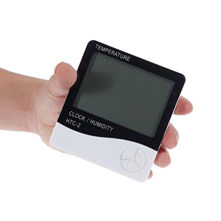 BUFFER® İç Ortam ve Dış Ortam Sıcaklığını Ölçebilen LCD Ekranlı Saat Göstergeli Alarmlı Nem Ölçer