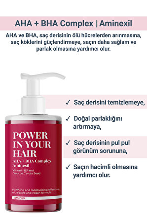 POWER IN YOUR HAIR – Saç Derisi Peeling Etkisi Sağlayan AHA/BHA İçeren Arındırıcı Şampuan (200 ml)