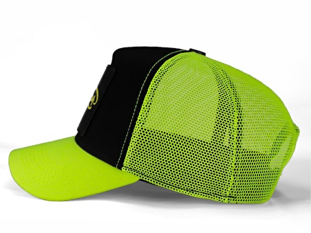 BlackBörk V1 Trucker Never Settle - 1 Kod Logolu Unisex Neon Siperli Neon-Siyah Şapka (Cap)