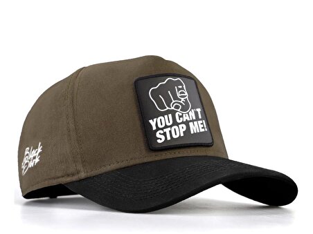 BlackBörk V1 Baseball You Can't Stop Me - 2 Kod Logolu Unisex Haki-Siyah Siperli Şapka (Cap)