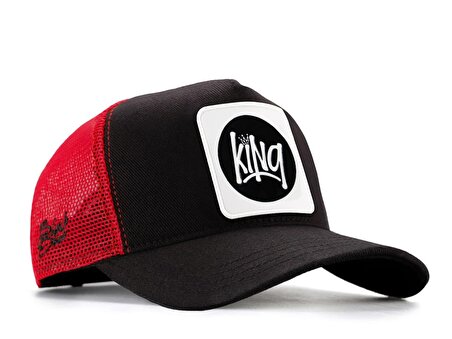 BlackBörk V1 Trucker King - 1 Kod Logolu Unisex Siyah-Kırmızı Şapka (Cap)