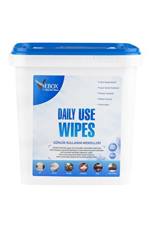 Vebox Daily Use Wipes Günlük Kullanım Kova Islak Mendil (250 Adet)