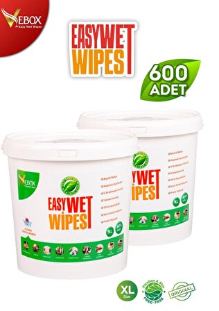 Vebox Easy Wet Wipes Kova Islak Mendil - Yüzey Temizleme Havlusu Büyülü Bahçe Kokulu Eko 2'li 600 Yaprak…