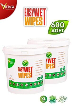 Vebox Easy Wet Wipes Kova Islak Mendil - Yüzey Temizleme Havlusu Beyaz Sabun Kokulu Eko 2'li 600 Yaprak