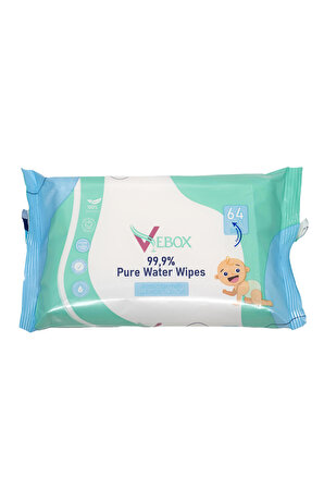 Pure Water Wipes Yenidoğan Islak Bebek Bakım Havlusu 64'lü x10 (640 Yaprak)