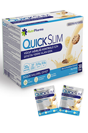 Quick Slim Kilo Verme Amaçlı Öğün Tozu, 30 porsiyon, Muz&Kurabiye Aromalı