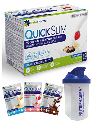 Quick Slim Yüksek Proteinli Öğün Tozu,30 Porsiyon, Mix Kutu, Shaker Hediye