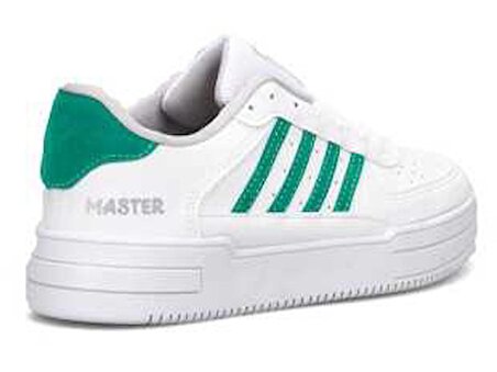 Yeşil Şerit Detaylı Beyaz Kadın Sneaker