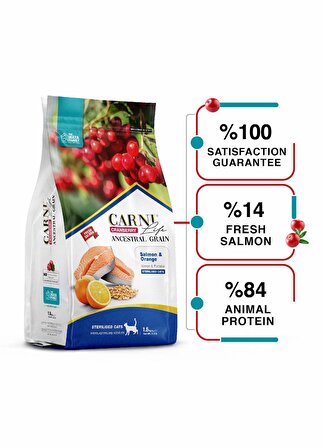 Carni Life Cranberry ANCESTRAL GRAIN SALMON & ORANGE STERILISED 1,5 KG
