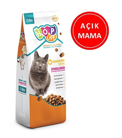 Hop Life Sterilised Tavuklu Yetişkin Kedi Maması 1 Kg AÇIK