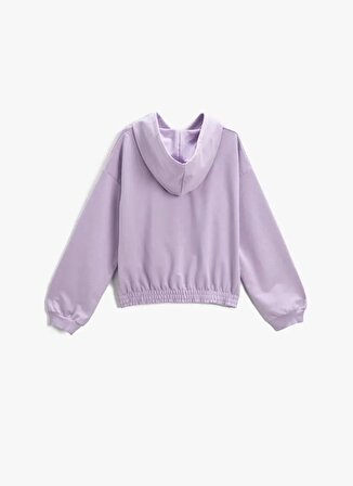 Koton Lila Kız Çocuk Kapüşonlu Uzun Kollu Baskılı Sweatshirt 3WKG10169AK