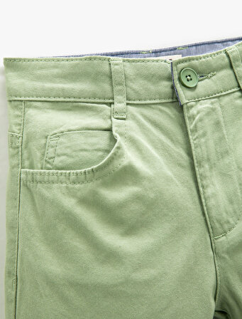 Chino Pantolon Cepli Slim Fit Pamuklu Beli Ayarlanabilir Lastikli 