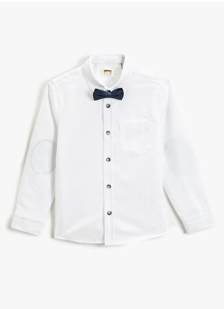 Koton Beyaz Erkek Çocuk Uzun Kollu Düz Gömlek 3SKB60013TW